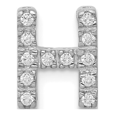 14K White Gold 1/8 ct tw Diamond Letter H Charm