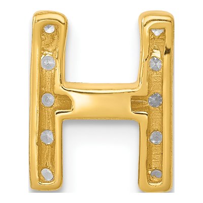 14K Yellow Gold 1/8 ct tw Diamond Letter H Charm – view 4