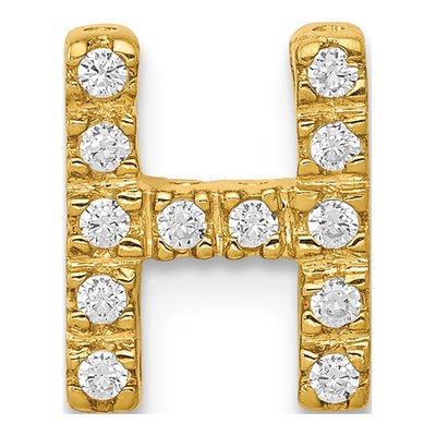 14K Yellow Gold 1/8 ct tw Diamond Letter H Charm