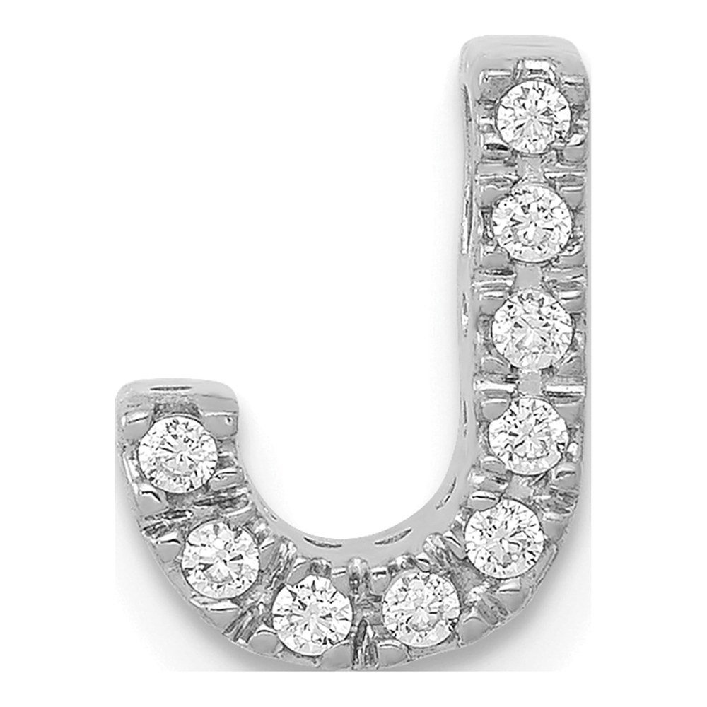14K White Gold 0.09 ct tw Diamond Letter J Charm