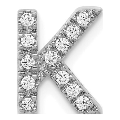 14K White Gold 1/8 ct tw Diamond Letter K Charm