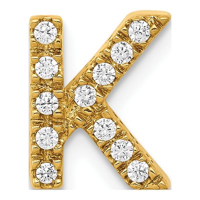 14K Yellow Gold 1/8 ct tw Diamond Letter K Charm