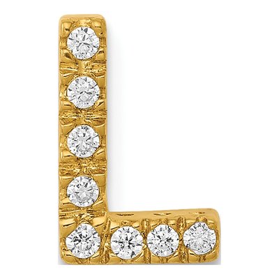 10K Yellow Gold 1/15 ct tw Diamond Letter L Charm