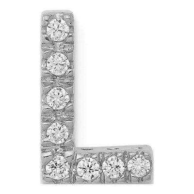 14K White Gold 1/15 ct tw Diamond Letter L Charm