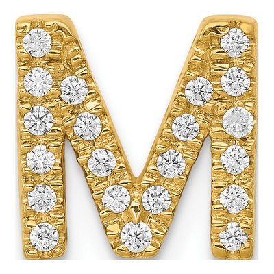 10K Yellow Gold Diamond Letter M Charm Pendant