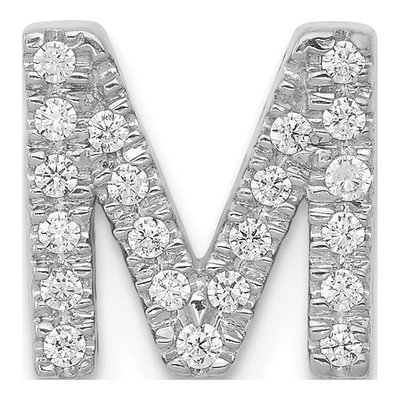 14K White Gold 1/6 ct tw Diamond Letter M Charm