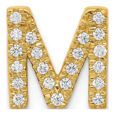 14K Yellow Gold 1/6 ct tw Diamond Letter M Charm