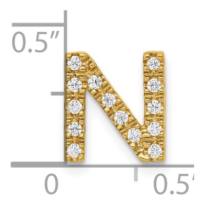 10K Yellow Gold 1/8 ct tw Diamond Letter N Pendant – view 4