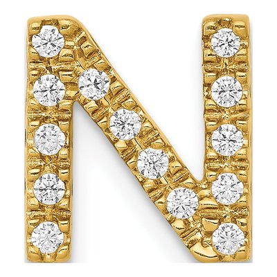 10K Yellow Gold 1/8 ct tw Diamond Letter N Pendant