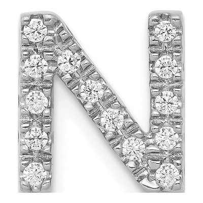 14K White Gold 1/7 ct tw Diamond Letter N Charm