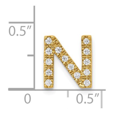 14K Yellow Gold 1/7 ct tw Diamond Letter N Charm – view 5