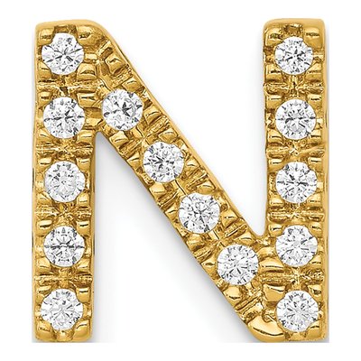 14K Yellow Gold 1/7 ct tw Diamond Letter N Charm