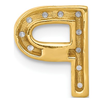 10K Yellow Gold 1/8 ct tw Diamond Letter P Pendant – view 3