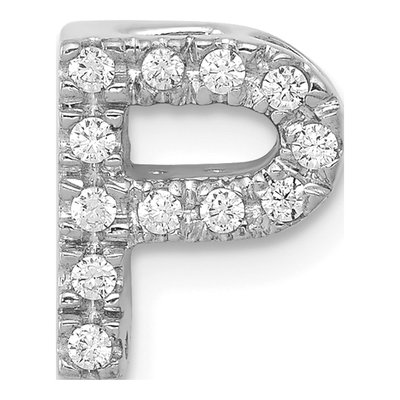 14K White Gold 1/8 ct tw Diamond Letter P Pendant