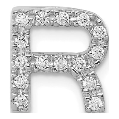 14K White Gold 1/7 ct tw Diamond Letter R Charm