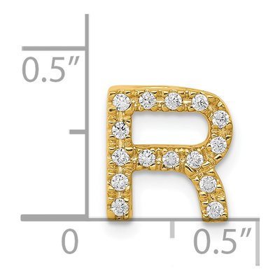 14K Yellow Gold 1/7 ct tw Diamond Letter R Charm – view 5