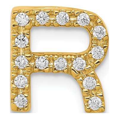 14K Yellow Gold 1/7 ct tw Diamond Letter R Charm