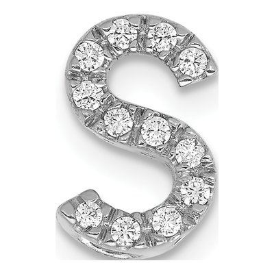 14K White Gold 1/8 ct tw Diamond Letter S Charm