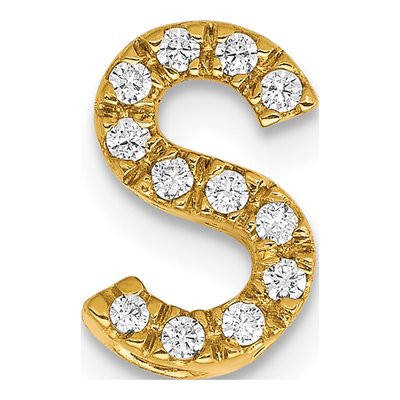 14K Yellow Gold 1/8 ct tw Diamond Letter S Charm