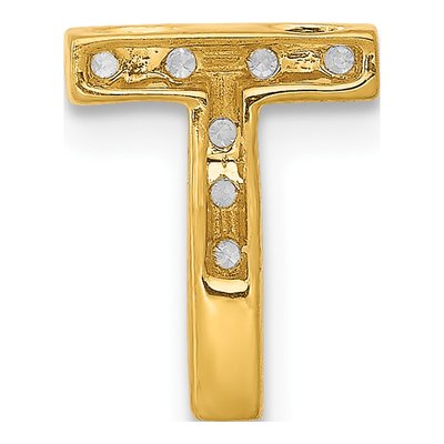 10K Yellow Gold 1/10 ct tw Diamond Letter T Pendant – view 3