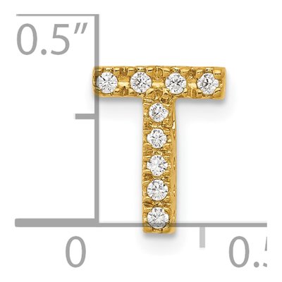 10K Yellow Gold 1/10 ct tw Diamond Letter T Pendant – view 4