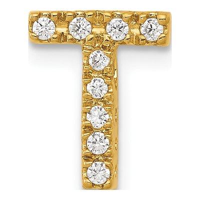 10K Yellow Gold 1/10 ct tw Diamond Letter T Pendant