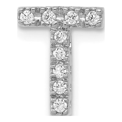 14K White Gold 0.09 ct tw Diamond Letter T Charm