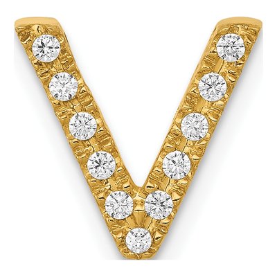 10K Yellow Gold 1/10 ct tw Diamond Letter V Charm
