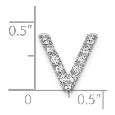 14K White Gold 1/8 ct tw Diamond Letter V Charm – view 5