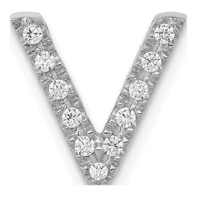 14K White Gold 1/8 ct tw Diamond Letter V Charm