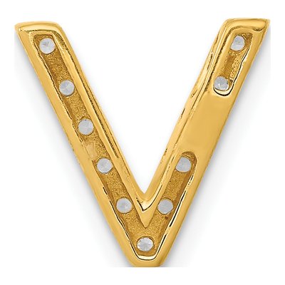 14K Yellow Gold 1/8 ct tw Diamond Letter V Charm – view 4