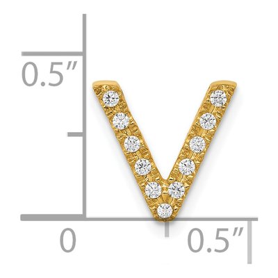 14K Yellow Gold 1/8 ct tw Diamond Letter V Charm – view 5