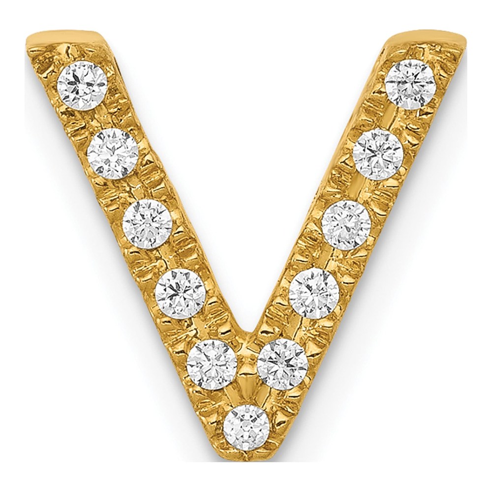 14K Yellow Gold 1/8 ct tw Diamond Letter V Charm