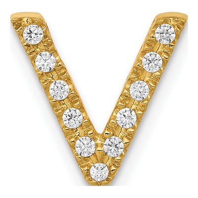14K Yellow Gold 1/8 ct tw Diamond Letter V Charm