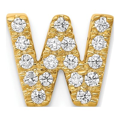 10K Yellow Gold 1/6 ct tw Diamond Letter W Charm