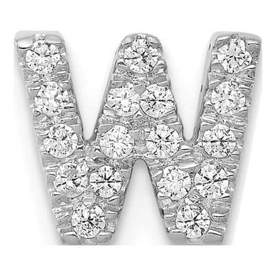 14K White Gold 1/6 ct tw Diamond Letter W Charm