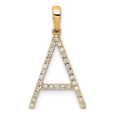 14K Yellow Gold 0.09 ct tw Diamond Letter A Pendant