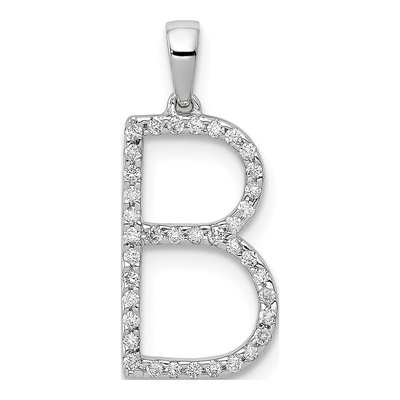 14K White Gold 0.11 ct tw Diamond Letter B Pendant
