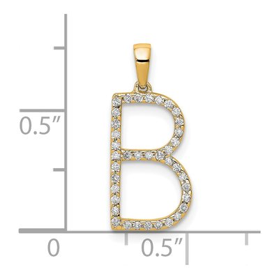 14K Yellow Gold 0.11 ct tw Diamond Letter B Pendant – view 4