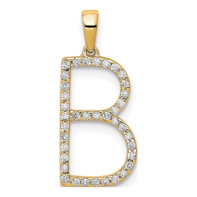 14K Yellow Gold 0.11 ct tw Diamond Letter B Pendant
