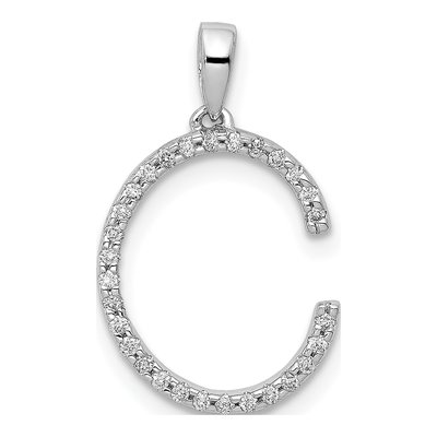 14K White Gold 0.09 ct tw Diamond Letter C Pendant