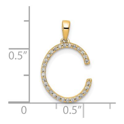 14K Yellow Gold 0.09 ct tw Diamond Letter C Pendant – view 4