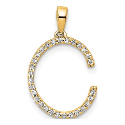 14K Yellow Gold 0.09 ct tw Diamond Letter C Pendant