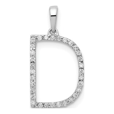 14K White Gold 1/10 ct tw Diamond Letter D Pendant