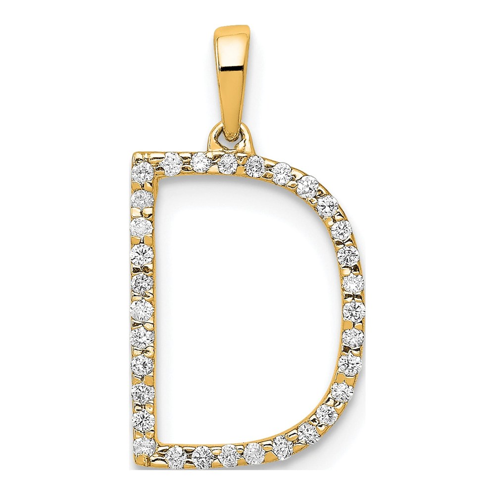14K Yellow Gold 1/10 ct tw Diamond Letter D Pendant