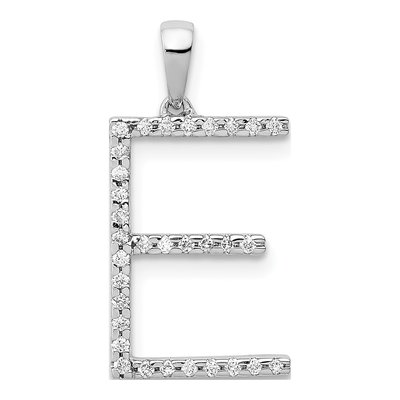 14K White Gold 1/10 ct tw Diamond Letter E Pendant