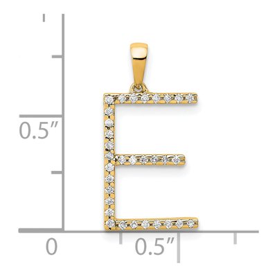 14K Yellow Gold 1/10 ct tw Diamond Letter E Pendant – view 4