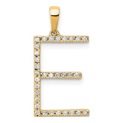 14K Yellow Gold 1/10 ct tw Diamond Letter E Pendant