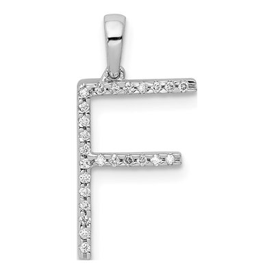 14K White Gold 1/15 ct tw Diamond Letter F Pendant