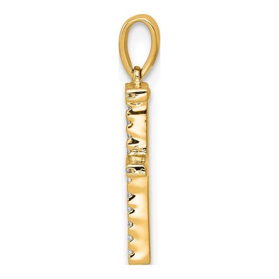 14K Yellow Gold 1/15 ct tw Diamond Letter F Pendant – view 2
